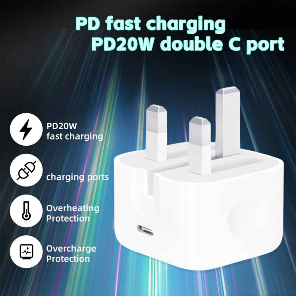 Ultra Fast Charger UK Plug – Dual Type-C Cable | Wingotek