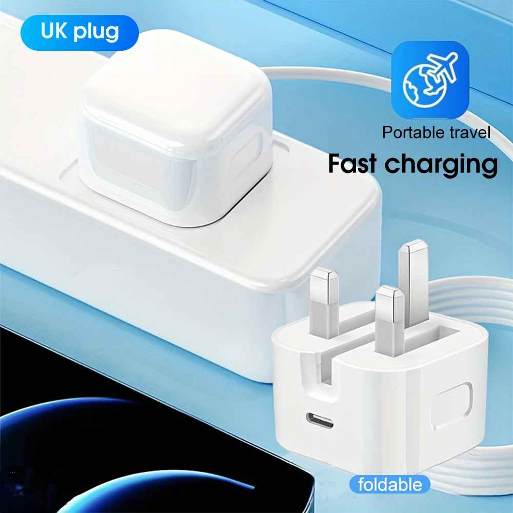 Ultra Fast Charger UK Plug – Dual Type-C Cable | Wingotek