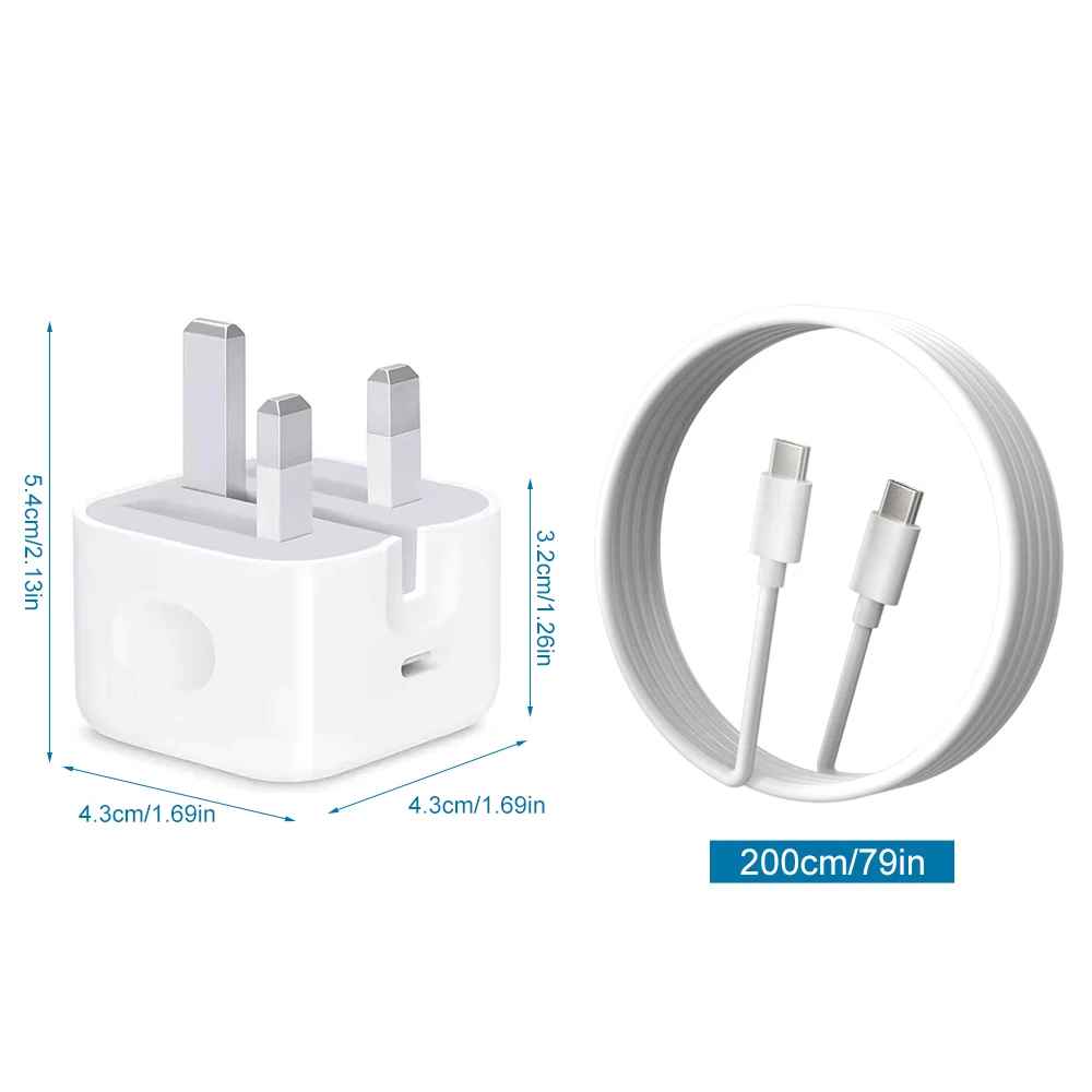 Ultra Fast Charger UK Plug – Dual Type-C Cable | Wingotek
