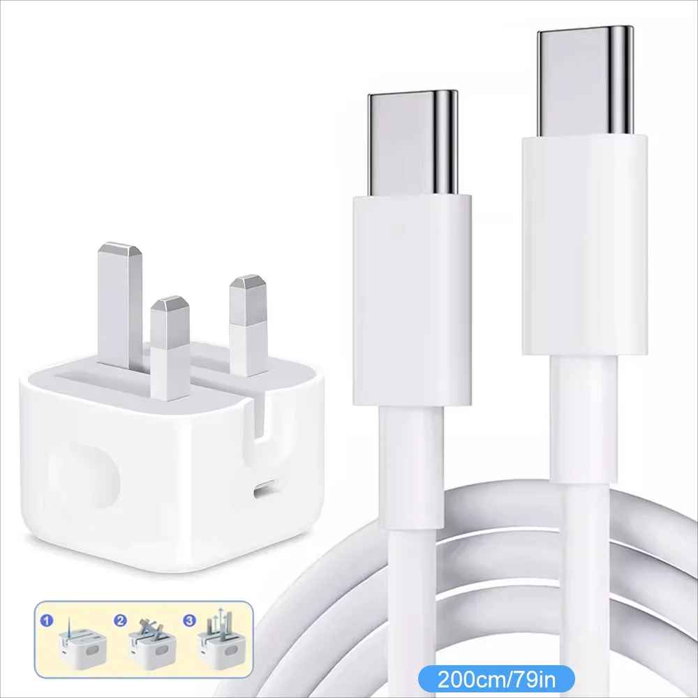 Ultra Fast Charger UK Plug – Dual Type-C Cable | Wingotek