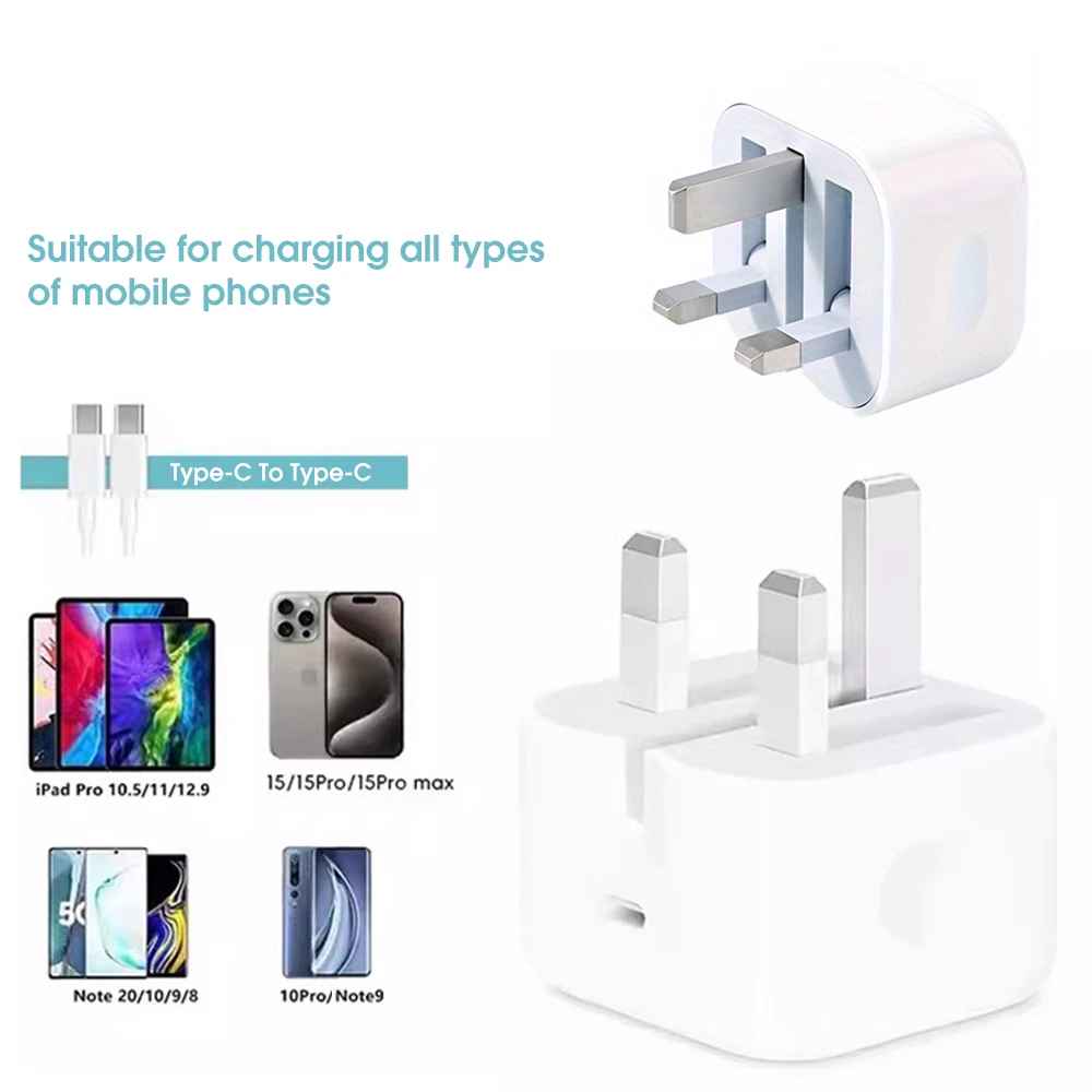 Ultra Fast Charger UK Plug – Dual Type-C Cable | Wingotek